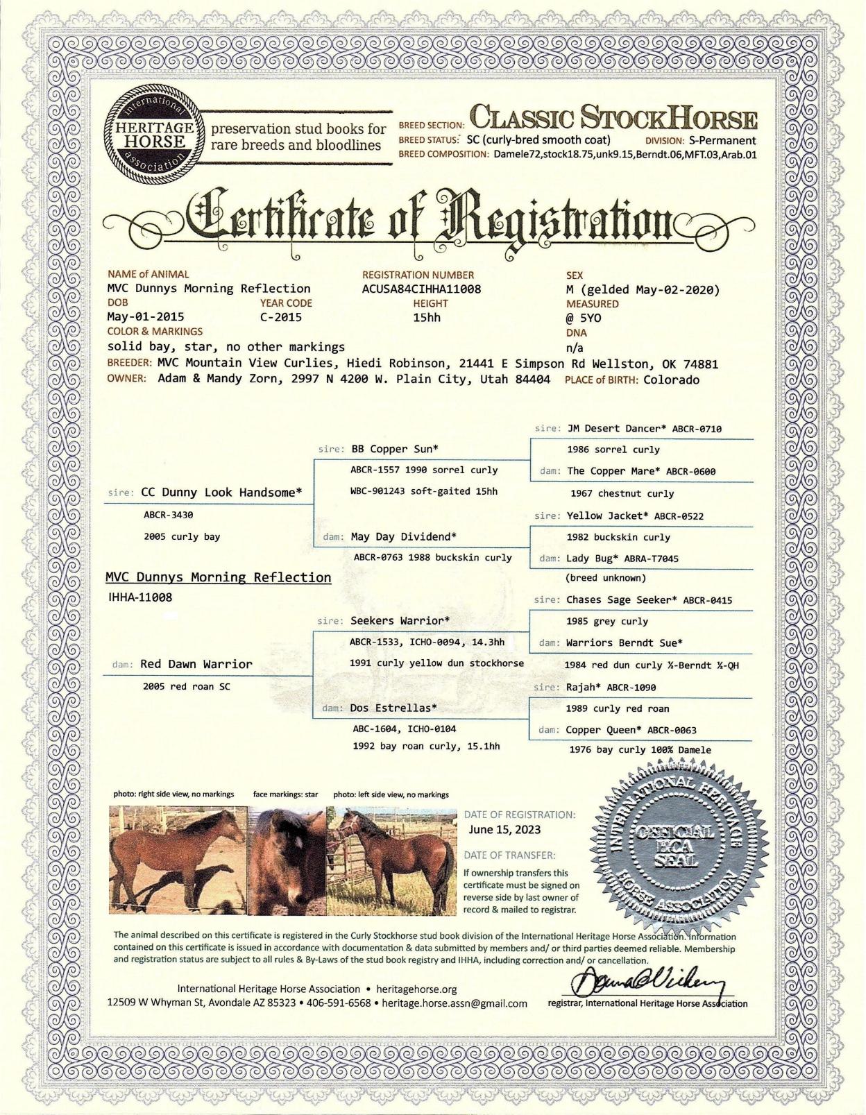 IHHO registration certificate